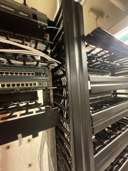 TR West — side view of rack with switches