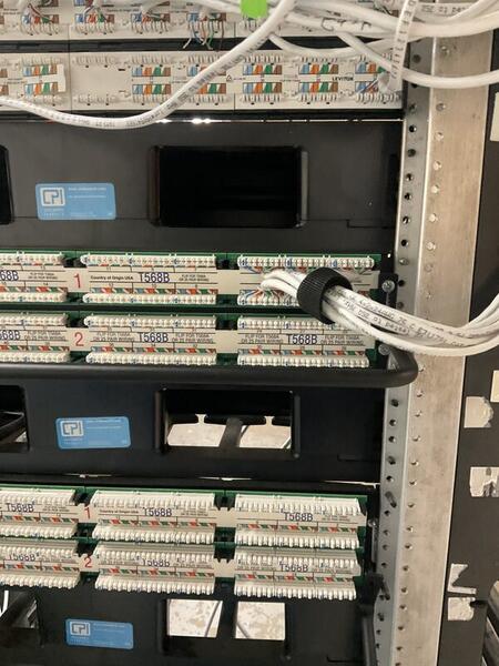 Patch panel T568B terminations close-up