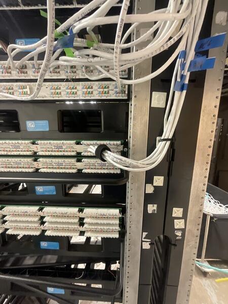Patch panel detail with cable bundles