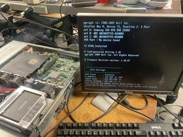 BIOS screen with IPv4 settings and firmware version