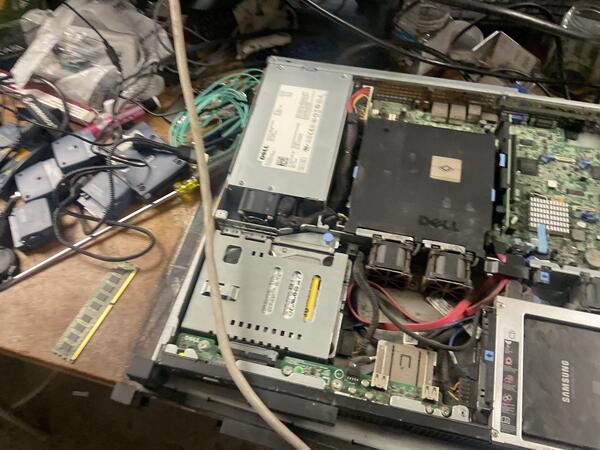 Server open with RAM removed for testing