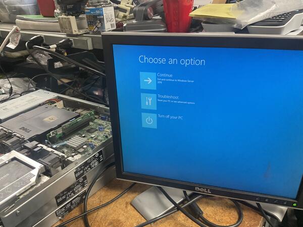 WinRE Choose an option screen — Troubleshoot selected